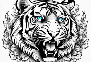 Tiger with blue eyes tattoo idea