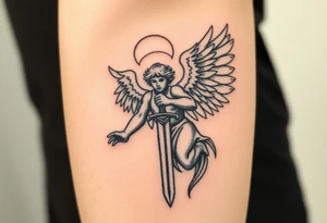 Powerful archangel with a sword, holy, archangel michael tattoo idea