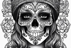 lady skeleton tattoo idea