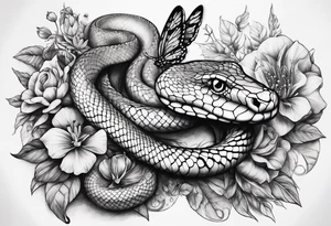 Snake and butterfly mix tattoo idea