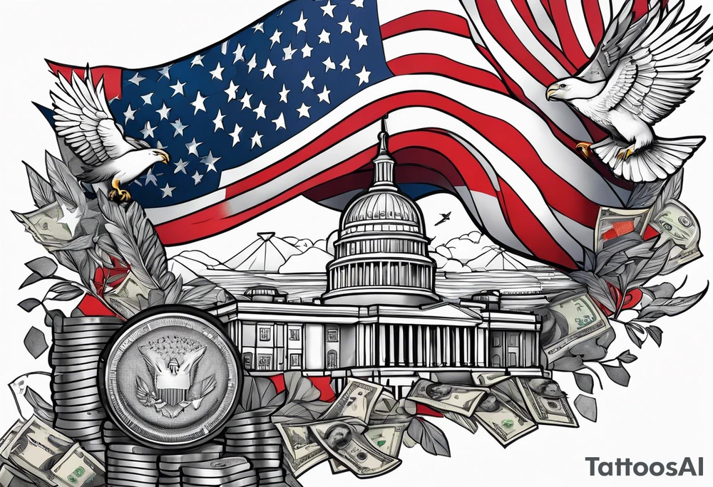 Colored america,money, patriotic, war, tattoo idea
