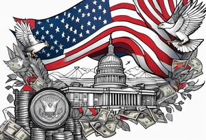 Colored america,money, patriotic, war, tattoo idea