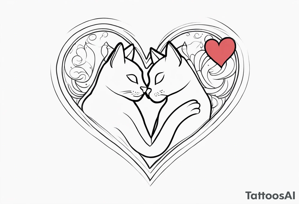 2 cats with a heart tattoo idea