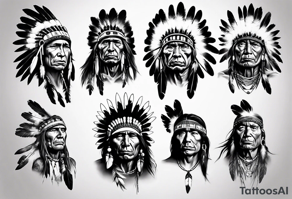 Native American man photorealism tattoo idea