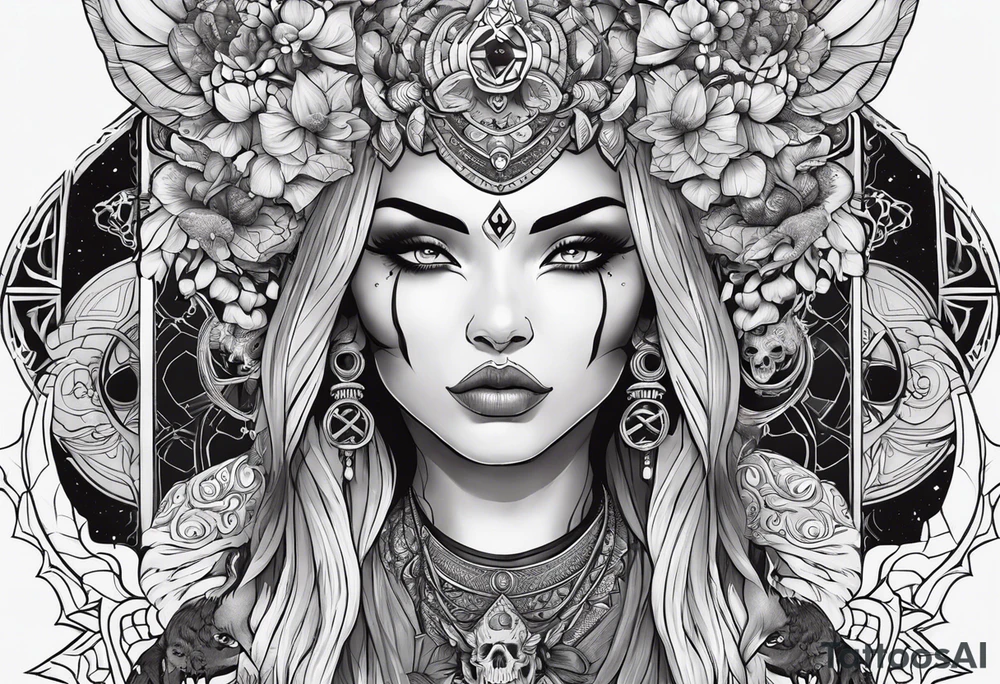 kali ma, alien goddess, valkrye, aries, pirate, divine feminine, zenza resonance, pachamama, lotus azul, blank panther, eagle, skull, 5D, nueva gaya, dna 12 tattoo idea