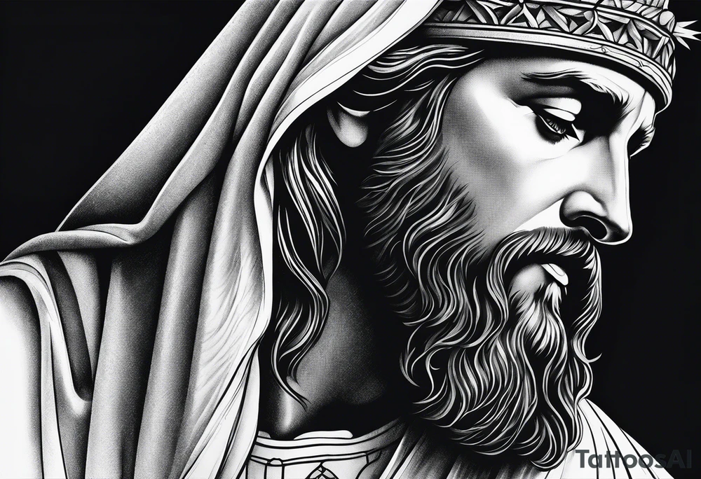 religious sleeve Jesus tattoo idea