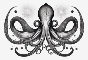 squid with four of its arms curved and overlapping to form the Pisces symbol tattoo idea