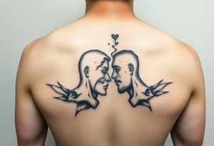 Two broken people merging into one representing wholeness and love tattoo idea