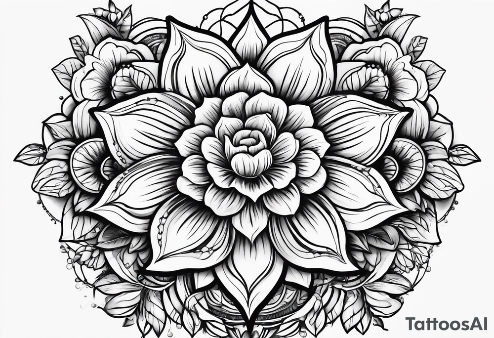 Serotonin symbol with flowers tattoo idea