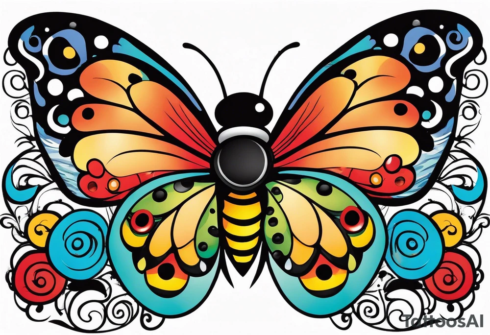 Half Butterfly and half ladybug tattoo idea