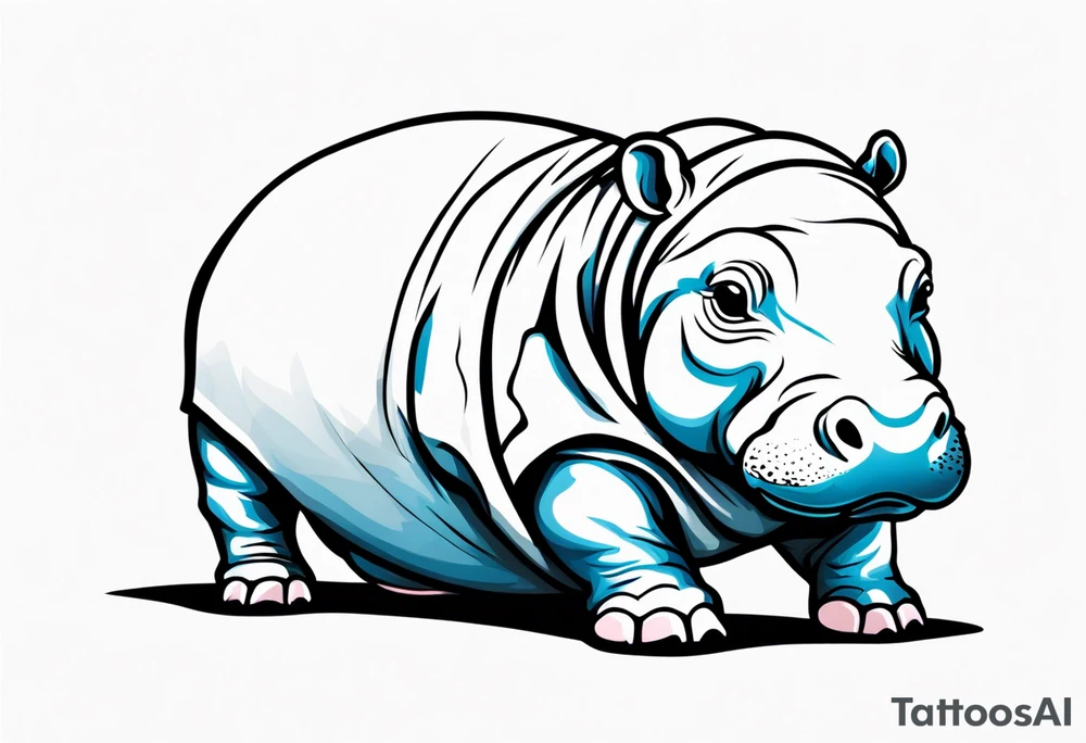 Baby hippo wrapped in a baby swaddle tattoo idea