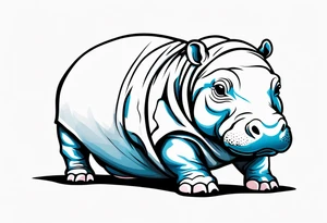Baby hippo wrapped in a baby swaddle tattoo idea