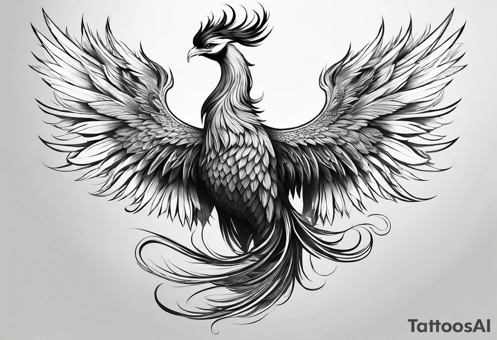 asian elegant long feathered phoenix
with a long neck, with wings closed tattoo idea asian elegant long feathered phoenix
with a long neck, with wings closed tattoo idea
