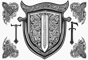 Valhalla shield sword 
axe steps tattoo idea