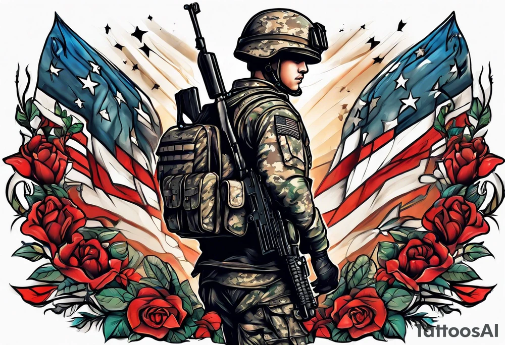 Army soldier memorial tattoo idea