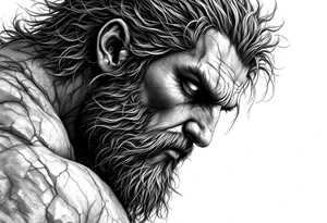 Hades forward facing stone portrait Greek mythology tattoo idea