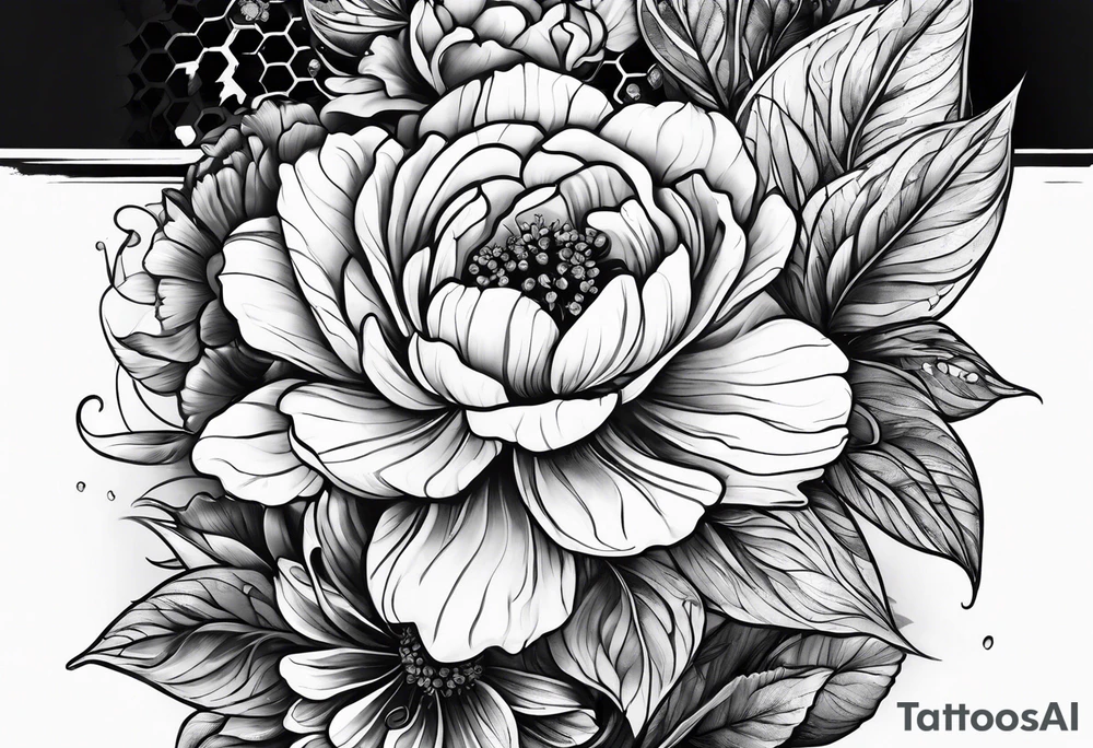 Flowers honeycomb tattoo idea