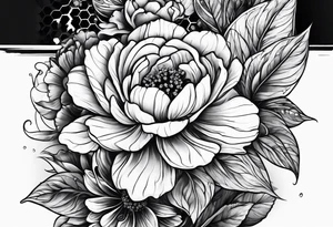 Flowers honeycomb tattoo idea
