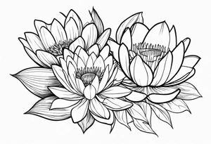 waterlily and morning glory flower bouquet tattoo idea