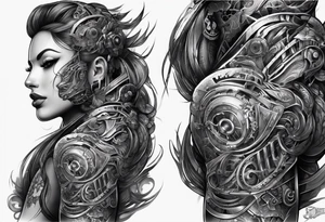 upper right arm
machine under skin exposed through cuts tattoo idea