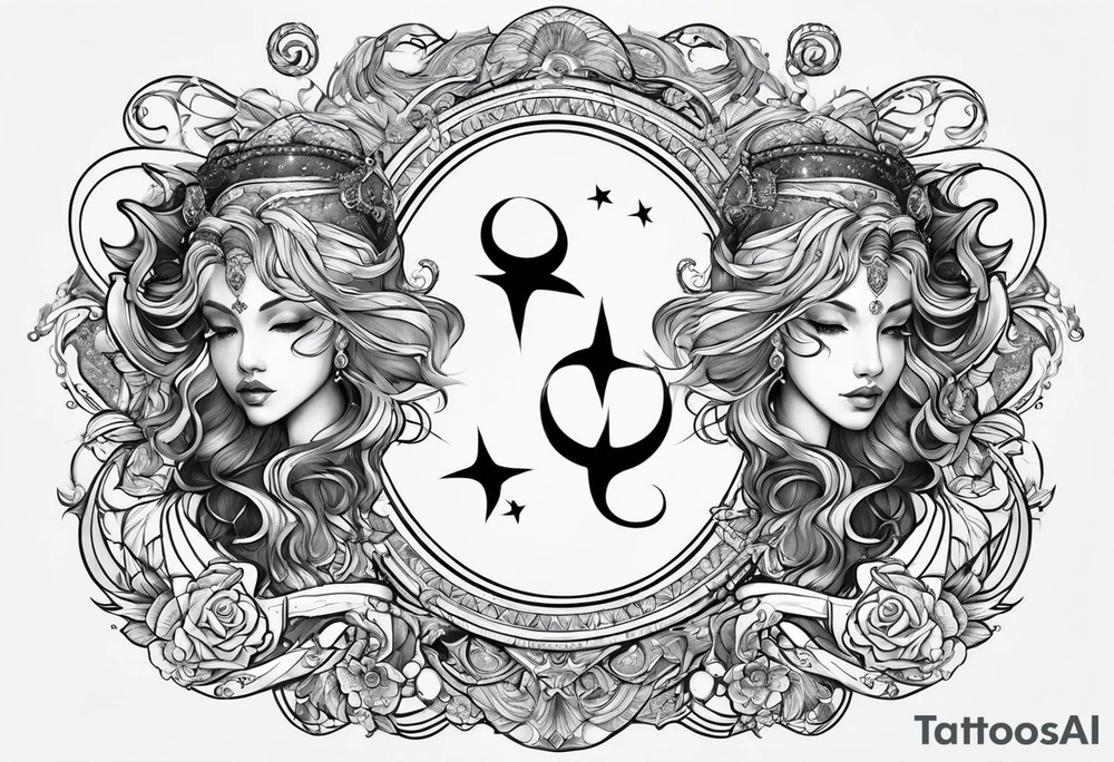 Twins, Pisces, aquarius, Capricorn tattoo idea
