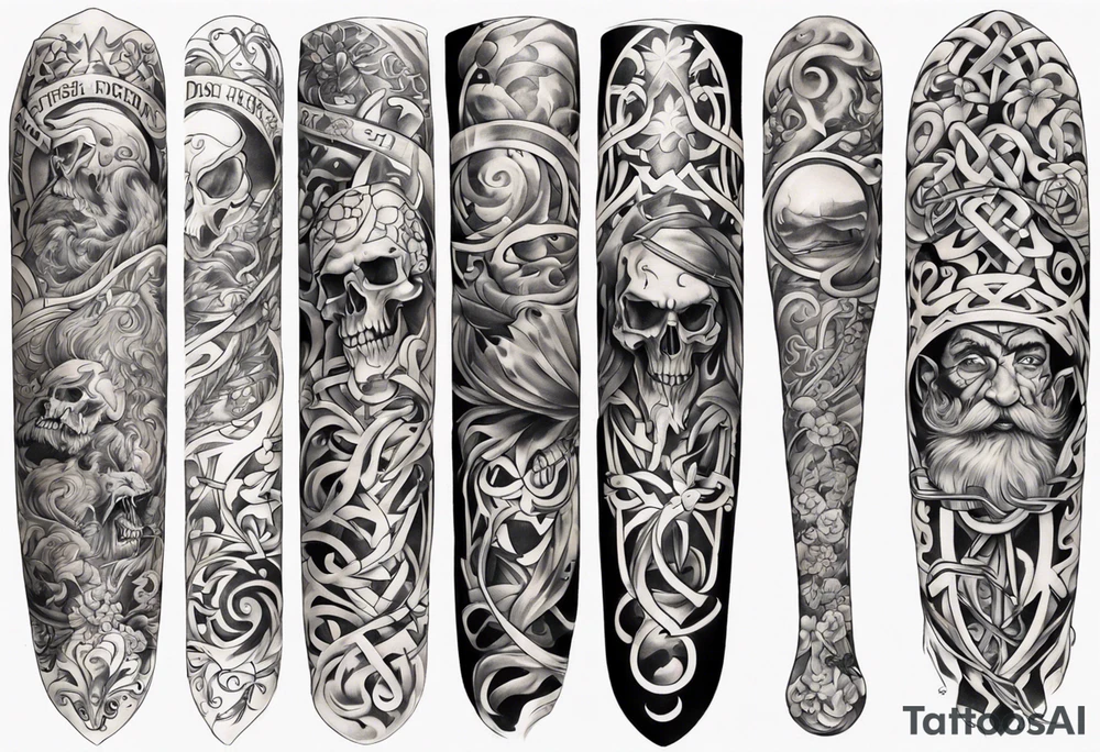 full arm sleeve irish tattoo tattoo idea