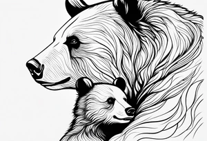 mother bear and cub looking at each other teardrop shaped simple tattoo idea