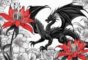 Black Dragon, 
Red Spider Lily tattoo idea
