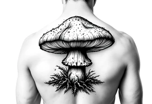 Anaglyph 3D drawing of a mushroom tattoo idea