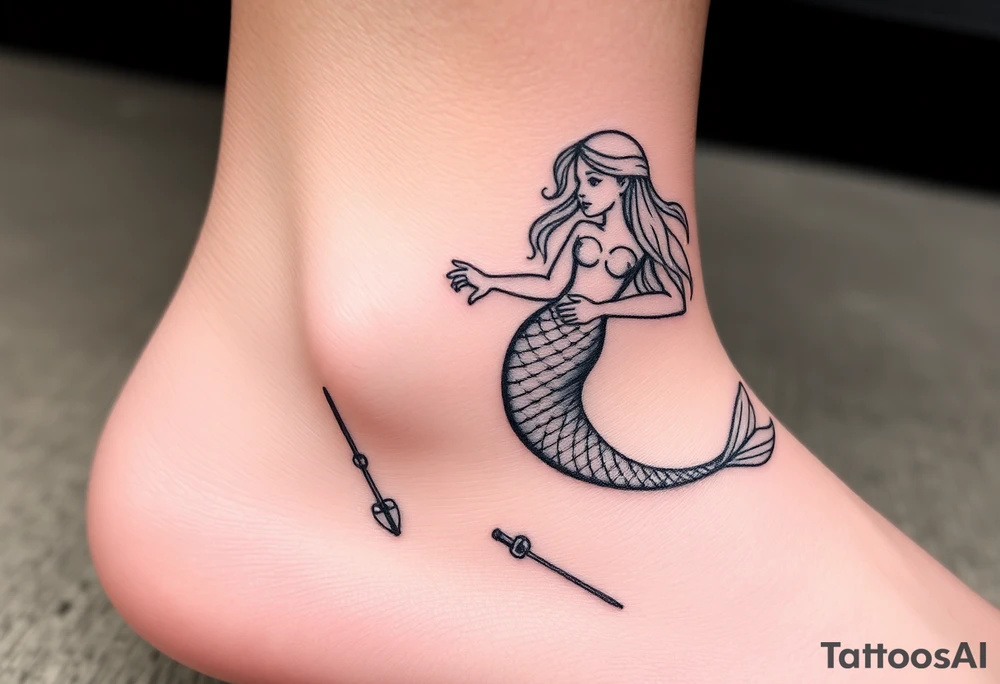 Mermaid with crutches tattoo idea
