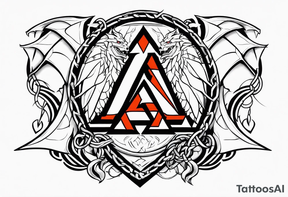 Valhalla sword shield axe barbed wire chains valknut fire dragon tattoo idea Valhalla sword shield axe barbed wire chains valknut fire dragon tattoo idea