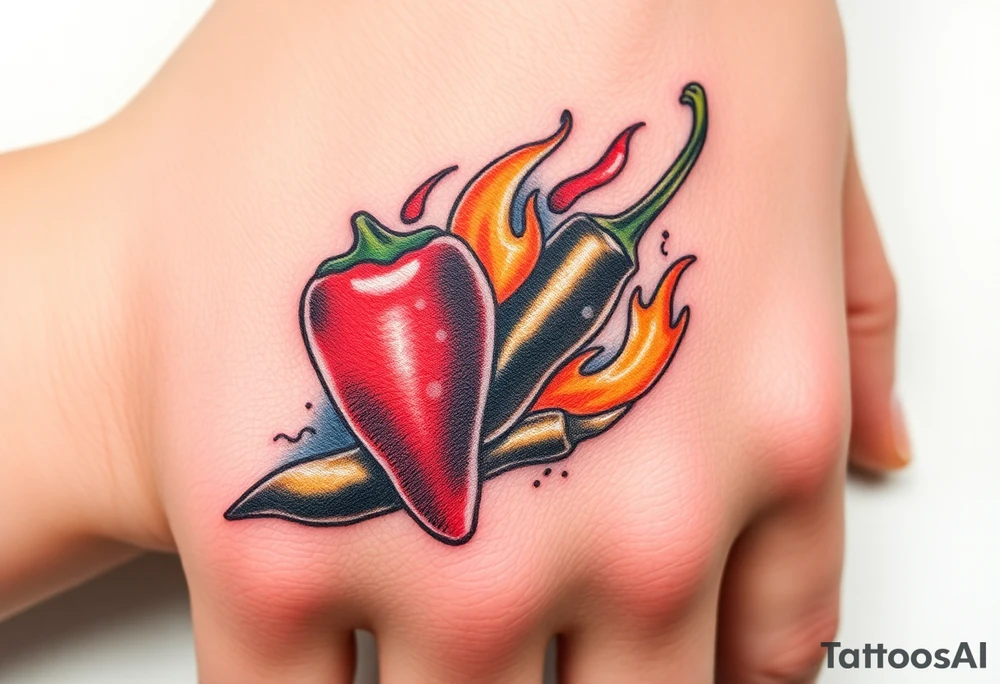 Chili pepper and fire tattoo idea
