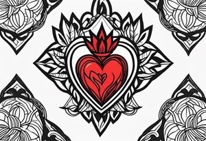 Sacred Heart with red flames tattoo idea