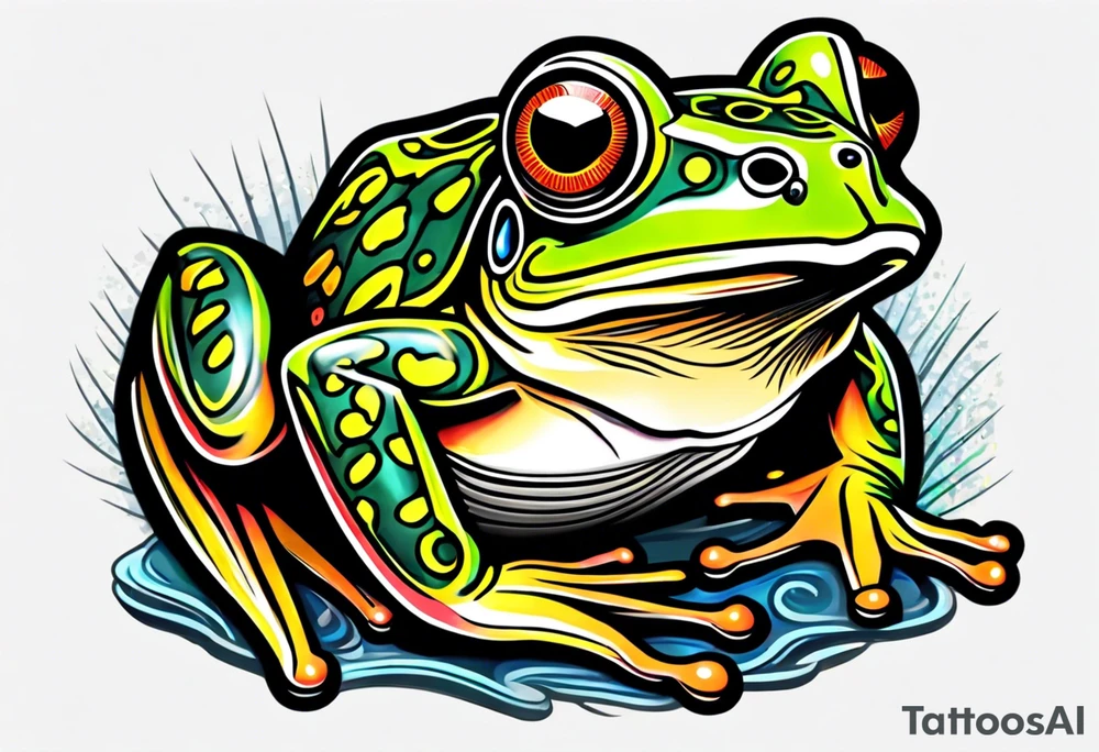 Retro frog tattoo idea
