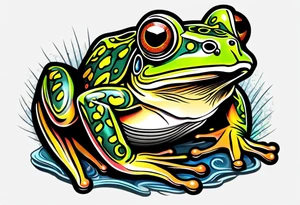 Retro frog tattoo idea