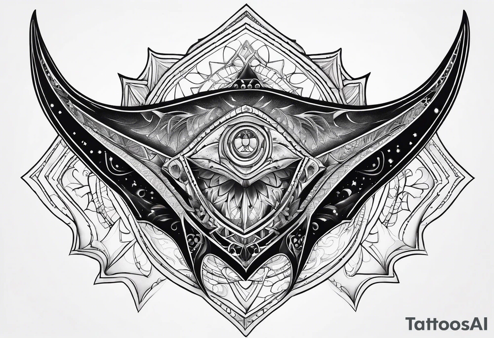 cosmic manta ray symmetrical tattoo idea