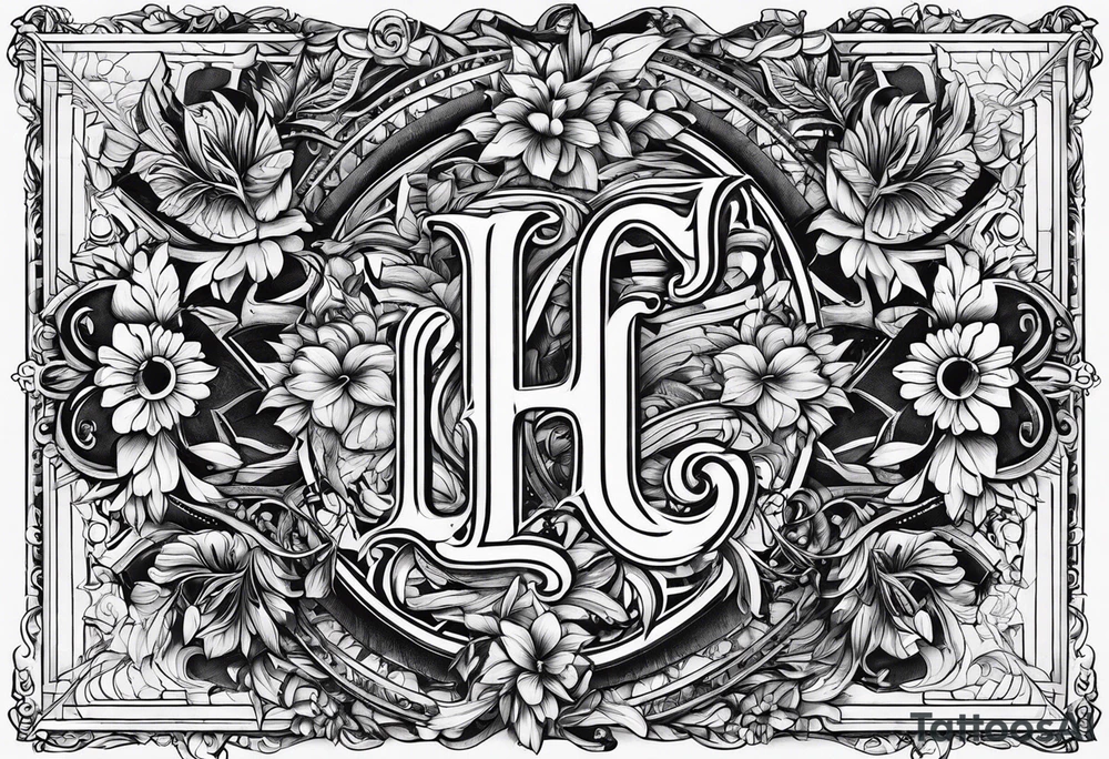 small fine line art with the letters L and C tattoo idea