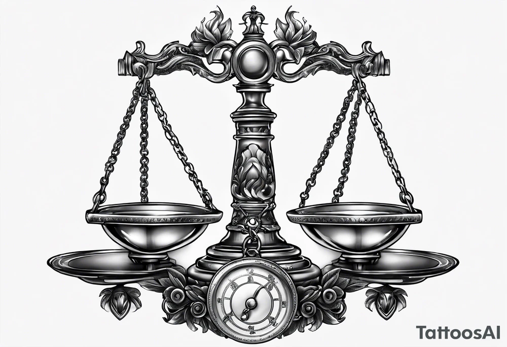 libra scale with broken chains tattoo idea