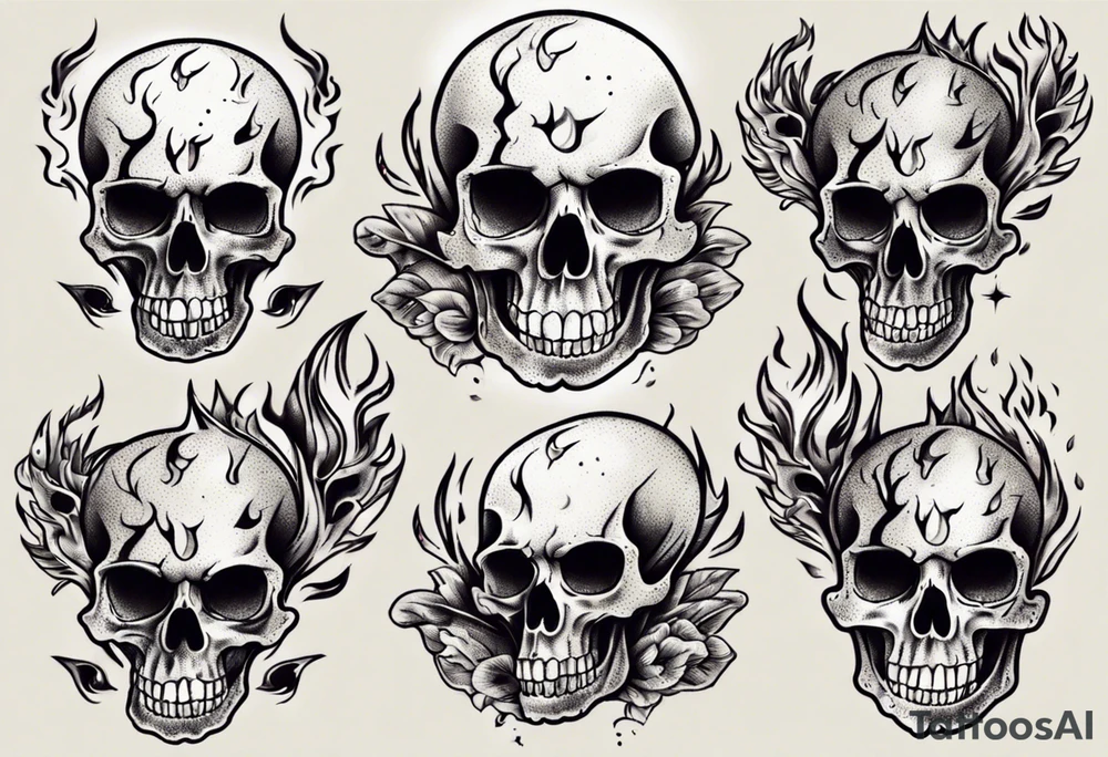 burning skull tattoo idea