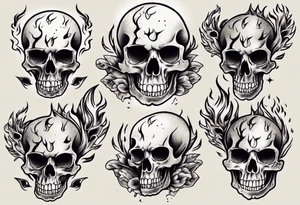 burning skull tattoo idea