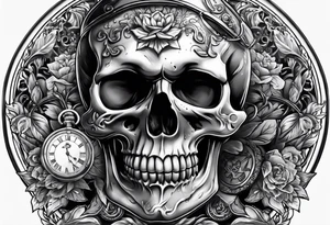 skull with pocket watch tattoo idea