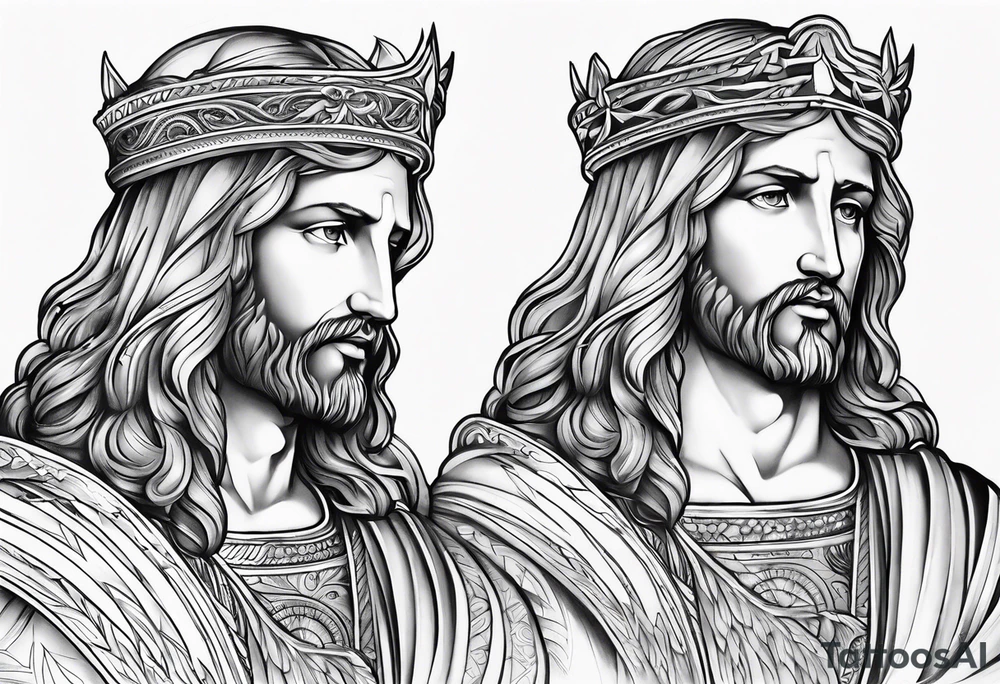 Archangels sleeve Jesus tattoo idea