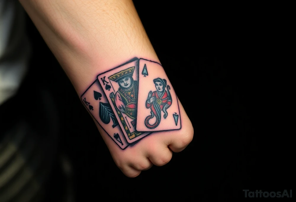 poker royal flush tattoo idea