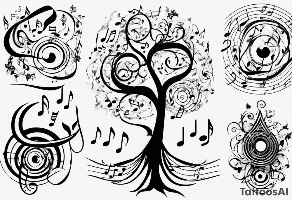 music speaker note tree stave notes tattoo idea