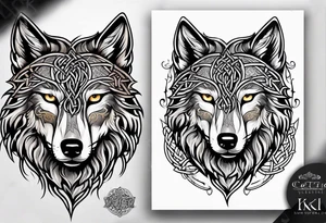 Celtic wolf face tattoo idea