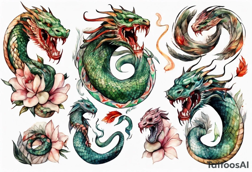 a Naga with a woman's face and the body of a serpent tattoo idea