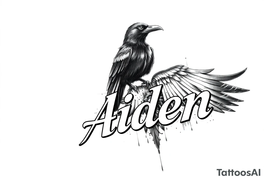 Kings crow on top of the name aiden tattoo idea