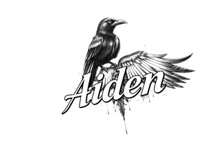 Kings crow on top of the name aiden tattoo idea