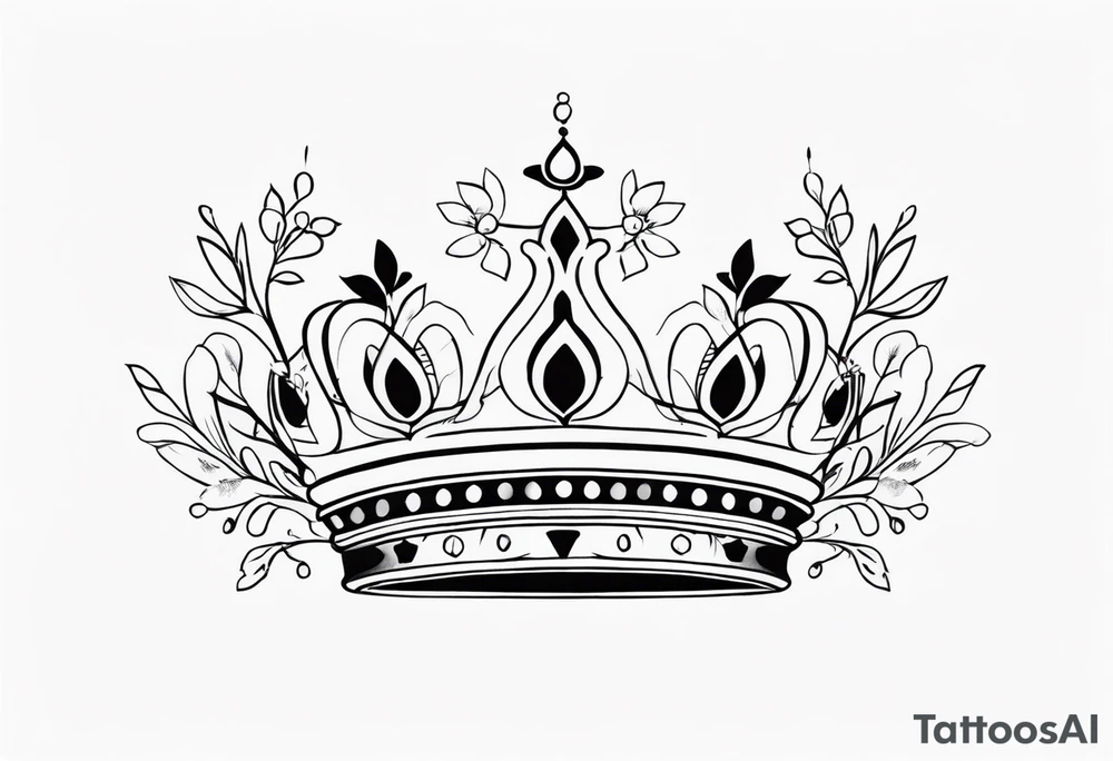 Crown with floral accents tattoo idea