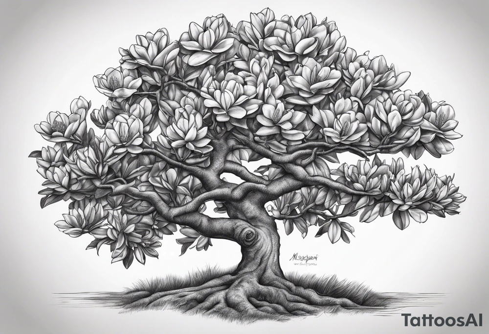 Southern magnolia tree with the word Mississippi tattoo idea